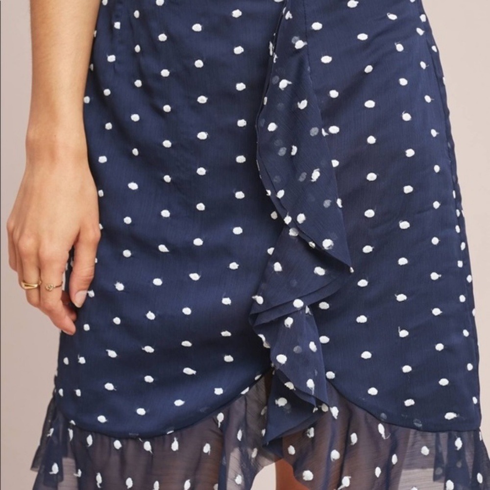 NWT Anthropologie Ruffled Clip Dot Mini Skirt - Picture 2 of 3